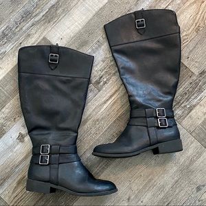Wide Calf Black Tall Riding Boots